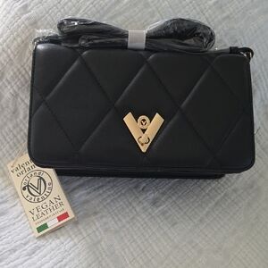 Valentino Orlandi Black Quilted Crossbody Bag